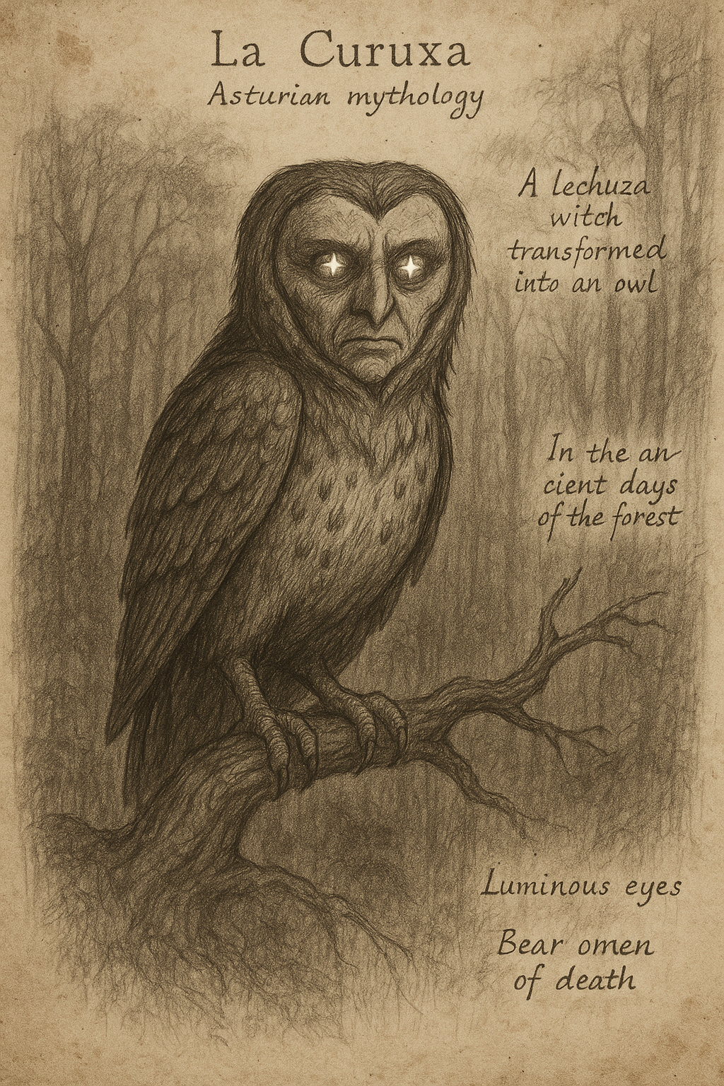 Ilustración de la Curuxa (Lechuza)